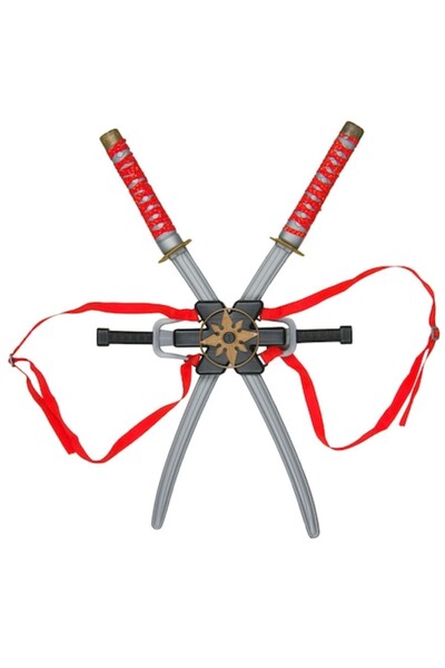 Actual Investing Set de 2 săbii ninja și 2 cuțite, 73 cm, multicolor