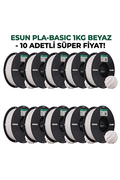 eSun 10'LU FIRSAT PAKETİ Beyaz PLA Basic Filament 1.75 mm 3D Yazıcı Hammaddes...