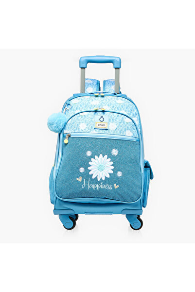 Enso Floral Print Trolley Backpack for Girls 8-13 Years with Retractable Hand...