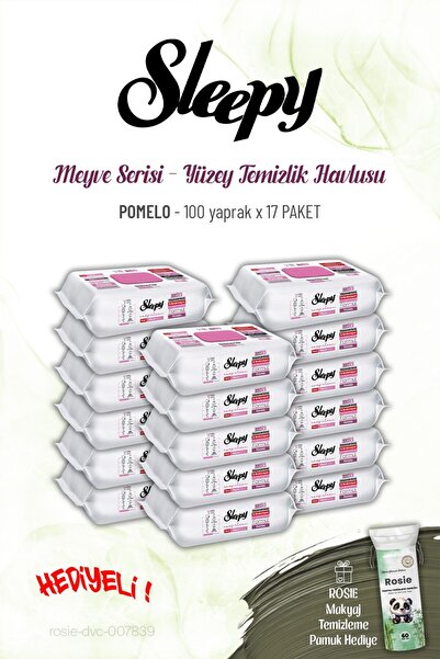 Sleepy 17 Packs of 100 Sheets of Pomelo Surface Cleaning Towels and Rosie
