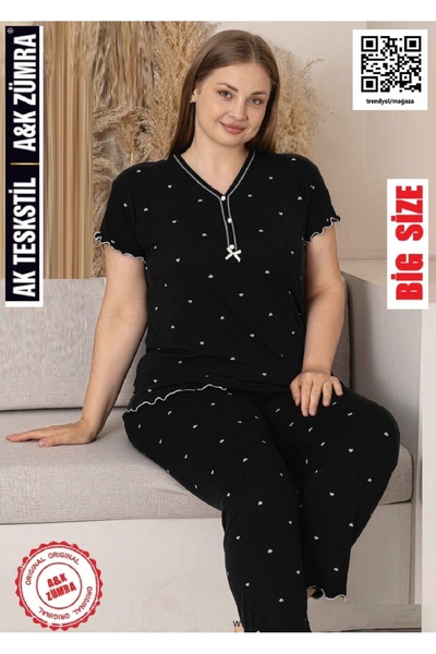 A&K ZÜMRA Natural Viscose Mother Model Women's Short Sleeve Pajama Set