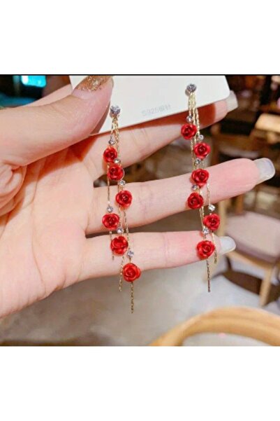 ER TAKI Stoned Gold Colorful Red Rose Model Long Party Engagement Henna Weddi...