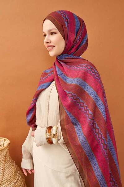 Silk Home Riva Shawl Tencel Ethnic Way Dark Pink