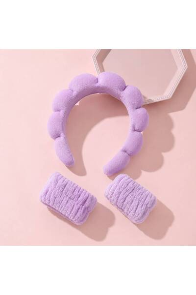 EMKSHOP Bulut Spa Care Beauty Fluffy Care Set Headband Wristband Set