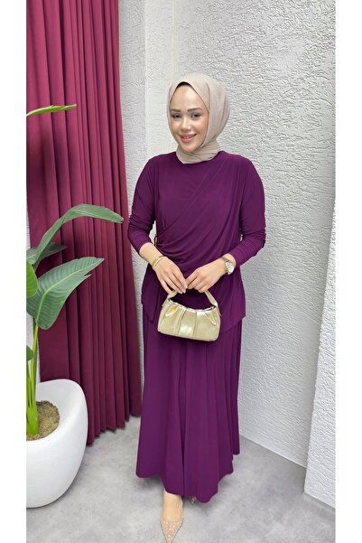 MODAMÜNASİP Wonderful Buckle Detailed Sandy Skirt Set