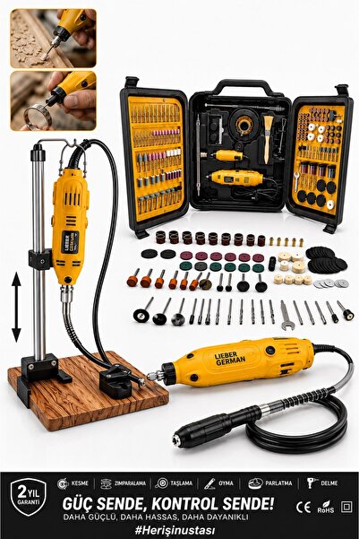 Lieber German 350 Parça Çift Makina 6 Kademe Devirli Hobi Gravür Oyma Dremel ...