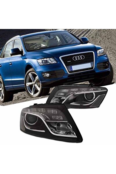 Depo Σετ Εμπρόσθιων Προβολέων για Audi Q5 8R 08-12 TRU DRL Μαύρο H7 με Μοτέρ ...