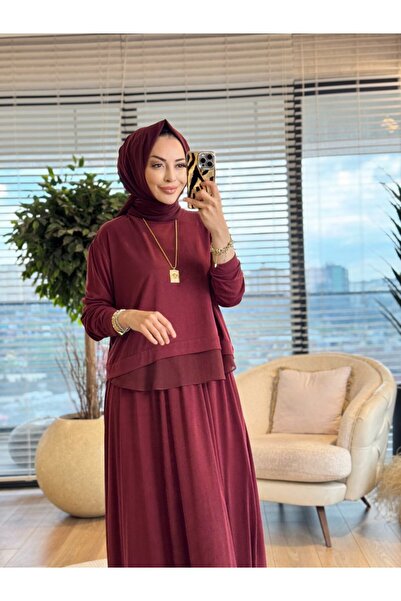 ALANURMODA 14420 طقم تنورة قصيرة مع بلوزة قصيرة من التول والقطع المطرزة باللو...
