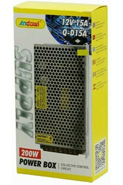 Andowl Τροφοδοτικό LED Qd15a Ισχύος 200W με Τάση Εξόδου 12V