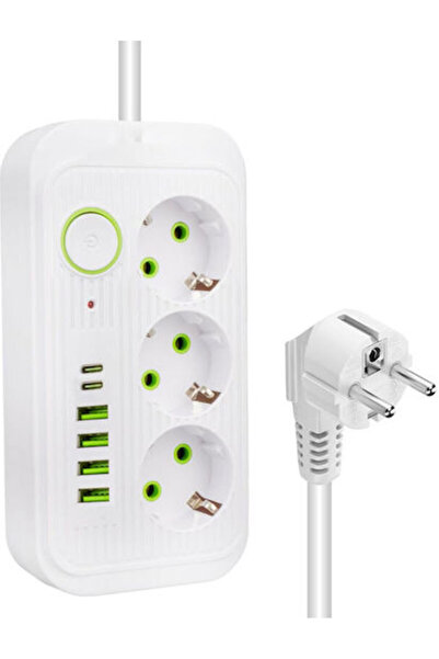 OEM Πολύπριζο 3 Θέσεων με 4 USB-A, 2 USB-C και Διακόπτη