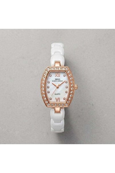 Quarts IBSO Stylish Stone Dial Ceramic Bracelet Women's Watch