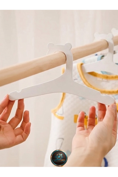 netlazerr Wooden Children's Hanger White Color 5 Pieces Hanger - Baby Hanger