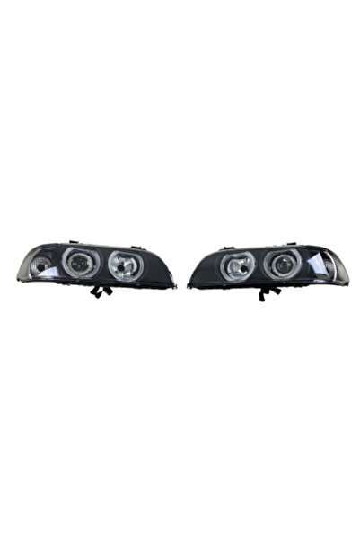 OEM Μπροστινοί προβολείς BMW E39 (1995-2000) angel eyes - μαύροι, χειροκίνητη...