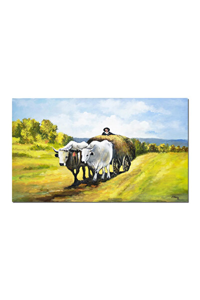 artnova Известна ръчно рисувана картина, „Окъщата с воловете“, 100x60 см, мас...