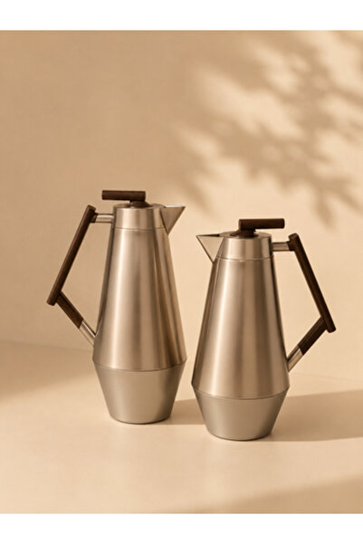Generic Coffee and Tea Thermos Set, Matte Nickel with Wooden Handle, Stainles...