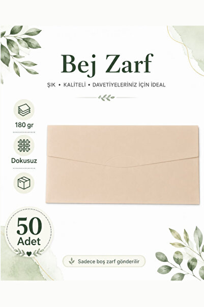 Vox Art Renkli Dokusuz Davetiye Zarfı 50 Adet 11*22cm 180gr (Baskısız boş Zar...