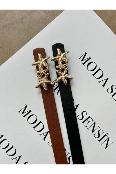LİA KEMER 2-Pack Medal Starfish Buckle Belt Waist Belt Jacket Belt Dress Belt...