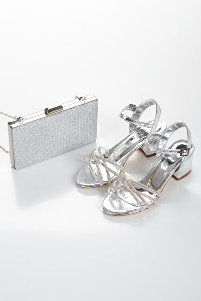 Akçetin Moda Stone Embellished Evening Dress Shoes and Bag Set