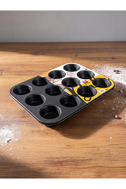 genric 12-Cavity Non-Stick Cupcake and Muffin Mold - 35X26 cm