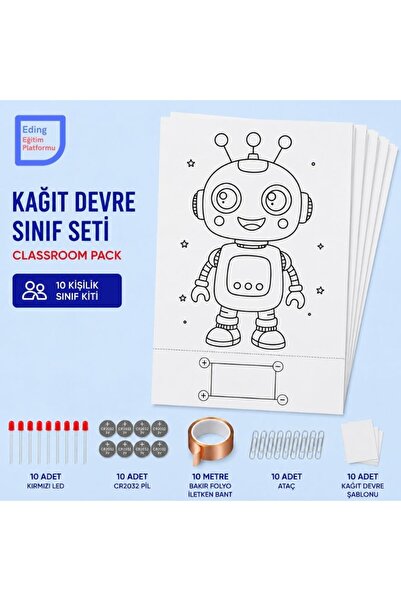 Eding LightCircuit Robot Kağıt Devre Eğitim Kiti ve Sınıf Paketi - Paper Circuits Education Kit & Classroom Pack