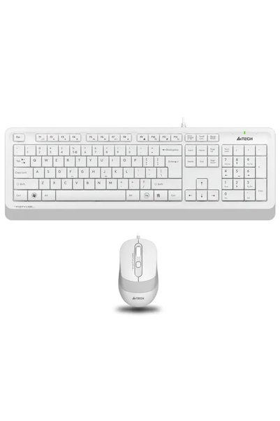 Universal A4 TECH F1010 Kablolu USB Q Trk Beyaz Klavye - Mouse Set