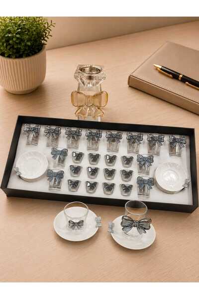 Generic A luxurious hospitality set – coffee cups and tea glasses with elegan...