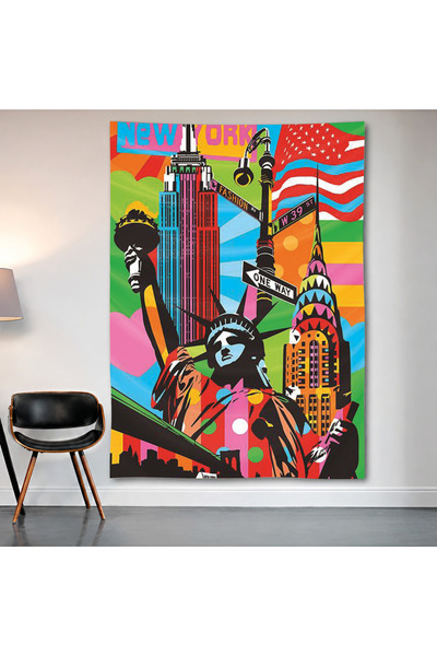 Geek Cultcha New York Pop Art Wall Covering Wall Tapestry First Quality Satin...