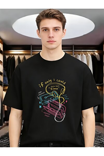 En22 If Only I Could Turn Back Time Pure Cotton Men Funny Unique Tees Round N...