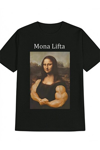 212ZTD Men's Funny Mona Lisa Bodybuilding T-Shirt - Muscle Flex Gym Art, Ligh...