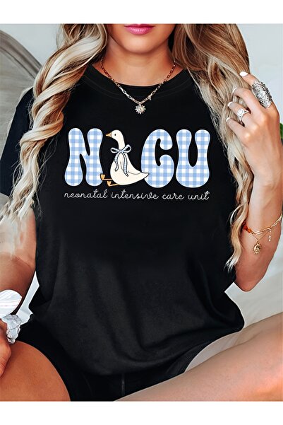 212ZTD NICU Cartoon Duck Cute Style Printed T-Shirt Women, Short-Sleeved, Rou...
