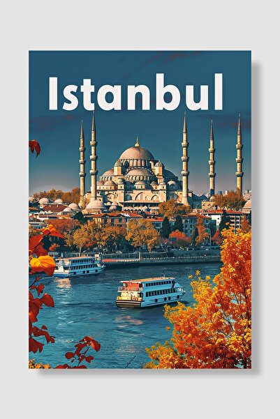 Luna Marissa Poster Istanbul Siluetă de moschee Barcă cu aburi Boğaz Frunze p...