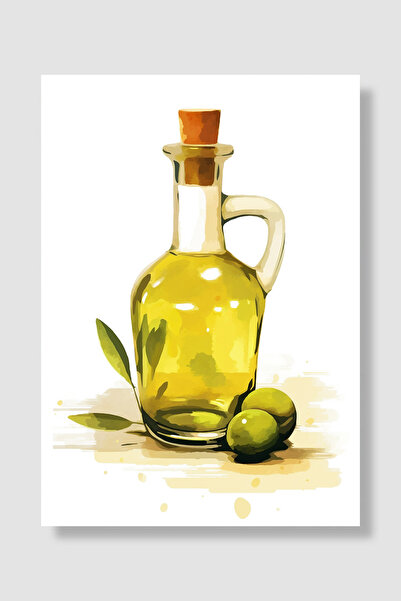 Luna Marissa Fruit Poster Olive Oil Bottle Olive Watercolor Wall Decor Kitche...