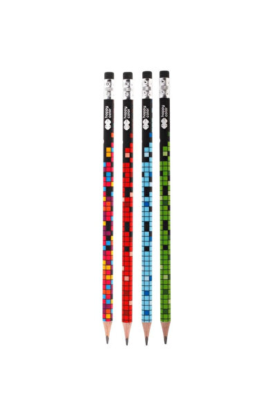 GDD HAPPY COLOR Creioane triunghiulare 2B cu radiera PIXI Blox 24 bucăți