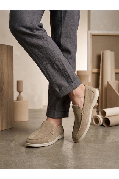 BOA Aba0252 100% Genuine Leather Inside and Out Men's Cream Suede Casual Loaf...