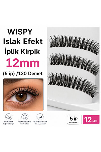 Genel Markalar Islak Efekt Wispy ipli Kirpik ekspres kirpik –12mm 120 Demet