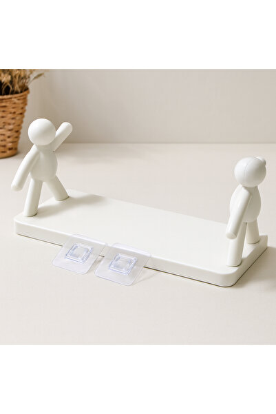 Genel Markalar Tutacaklı Yapışkanlı Plastik Etejer Raf 13.5x33 cm Beyaz - 50'li