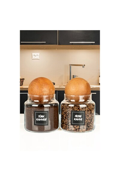 Empressco Wooden Ball Lid Filter and Turkish Coffee Jar Set 600 ml