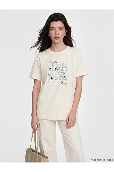 LC Waikiki Tricou de damă din bumbac 100% cu imprimeu Bugs Bunny