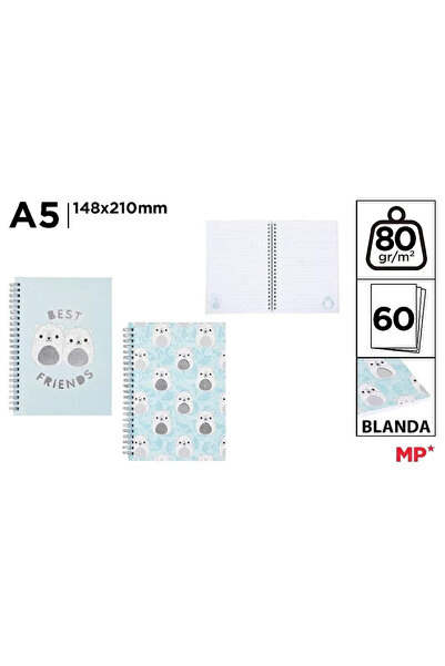 OEM Caiet/notes MP Main Paper Frosty A5 spiralat, 60 file, 80 g/m², multicolo...