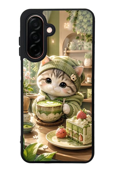 Spoyi Samsung A26 Matcha Kitty Café Design Glossy Phone Case