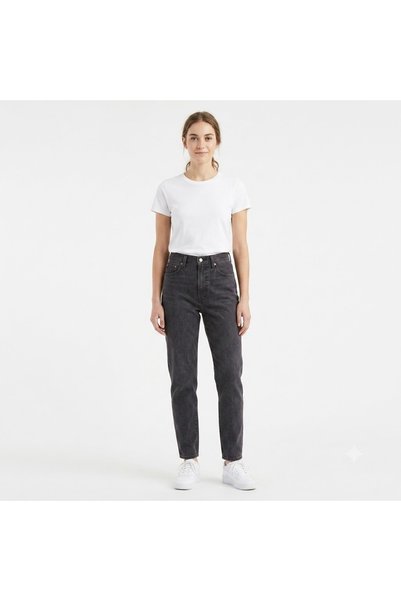 Levi's Blugi negri cu talie înaltă pentru femei, stil Mom Jeans anii '80 - 0000