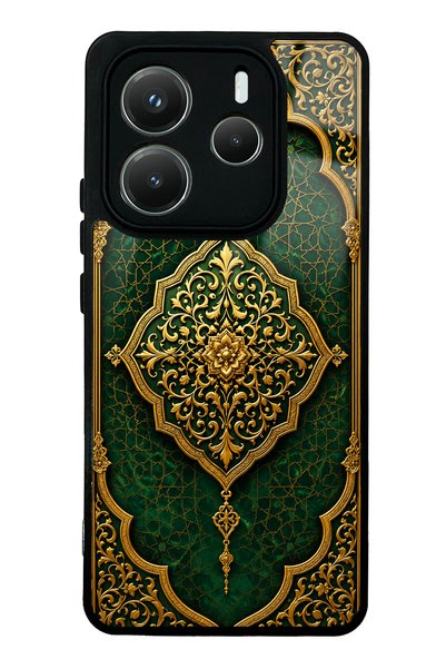 Spoyi غطاء هاتف لامع بتصميم عثماني أخضر زمردي لهاتف شاومي ريدمي نوت 14 الجيل ...