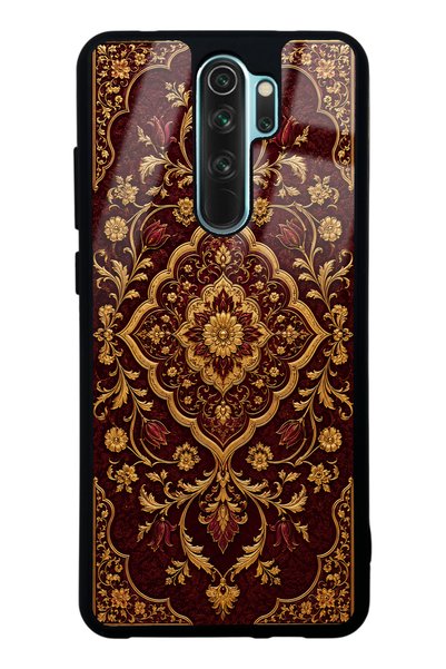 Spoyi غطاء هاتف لامع بتصميم ذهبي عثماني باللون العنابي لهاتف Xiaomi Redmi Not...