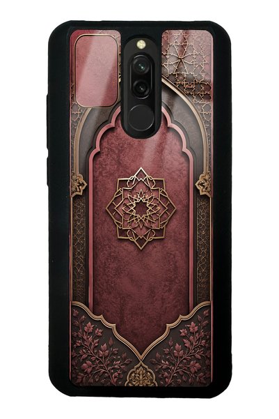 Spoyi حافظة هاتف لامعة بتصميم شعار عثماني باللون العنابي لهاتف Xiaomi Redmi 8