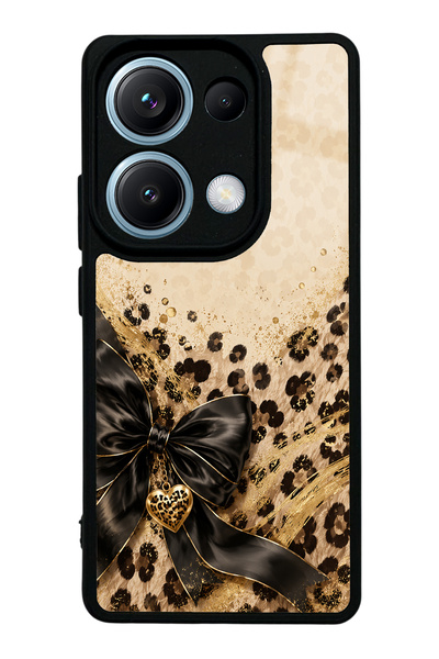 Spoyi Xiaomi Redmi Note 14S Golden Leopard Heart Design Glossy Phone Case