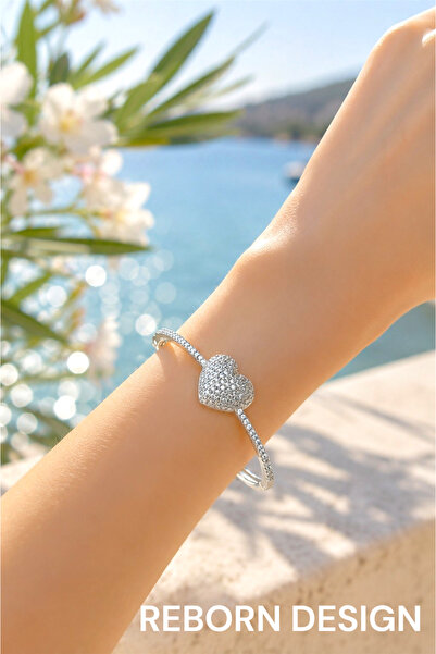 REBORN DESIGN Vip Series Zircon Stone Silver Color Heart Model Bracelet