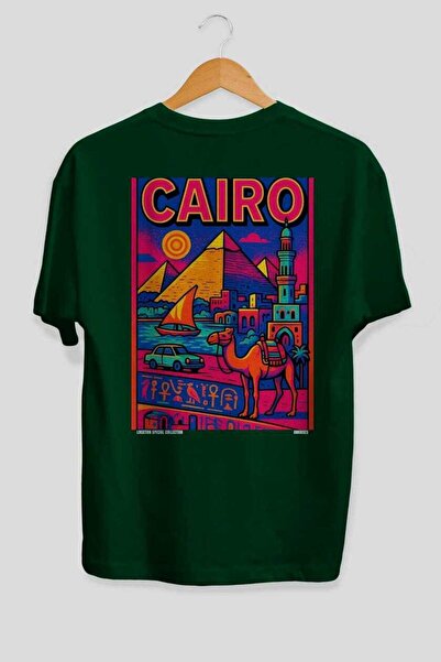 Ankhises Καΐρε Αίγυπτος Πράσινο Oversize Country City Μπλουζάκι Unisex με στά...