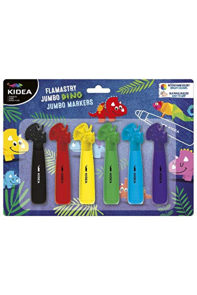 Kidea Set 6 carioci, Kidea, Model Jumbo Dinozaur, Multicolor