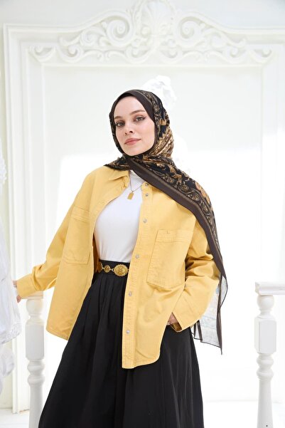 ENRİCO FERRİ Petra Nazende Patterned Shawl - Mustard Brown