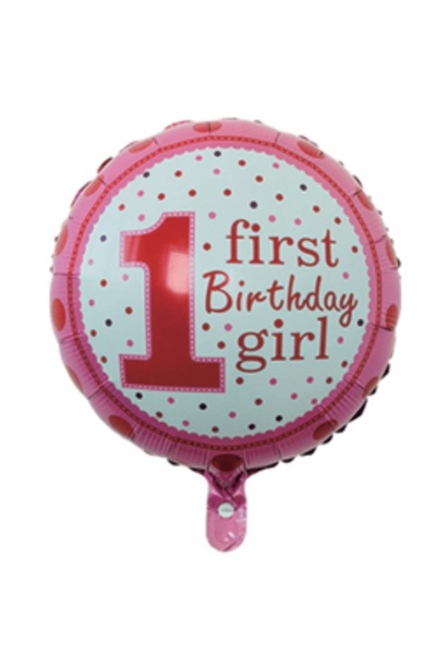 Baloane Vesele Balon Folie First Birthday Girl 45 cm. BL214